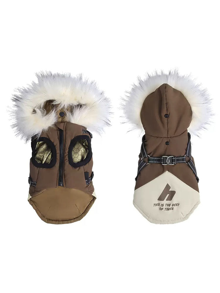 Hooded Fleece Winter Jacket For Pet Dogs