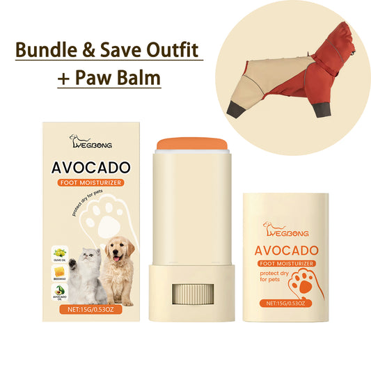 Pet Clothes + Avocado Paw Balm Set | Warmth and Waterproofing + Moisturizing Paw Care
