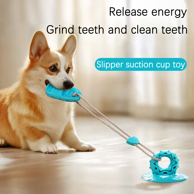 Dog Suction Cup Slippers, Chew-Resistant Food Toy Ball – Fun, Teeth Grinding, and Energy Consumption